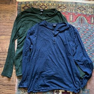 Two Patagonia Men’s long sleeve Henley shirts Large